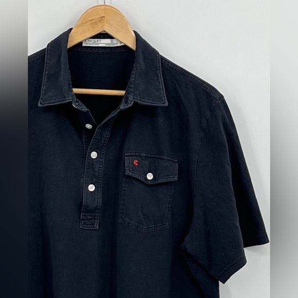 Men’s XL Black 100% Organic Cotton CRIQUET Polo Golf Shirt - Picture 3 of 10